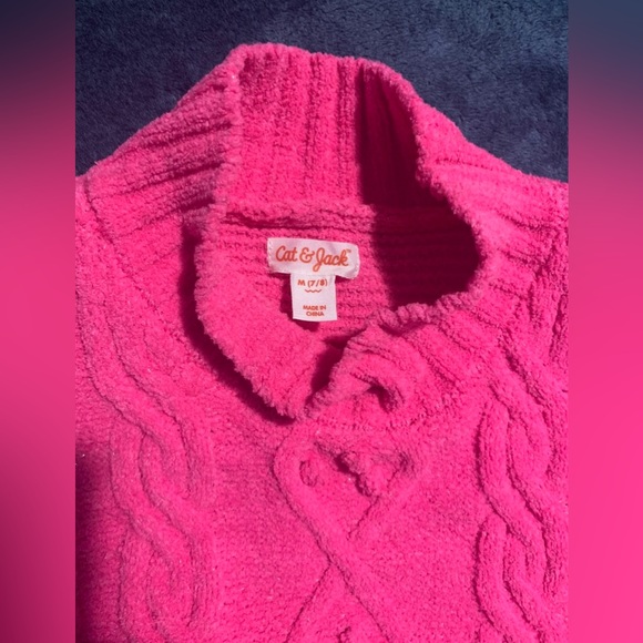 Girls Cable Knit Mock Neck Pullover Sweater Cat & Jack Pink. - Picture 3 of 3